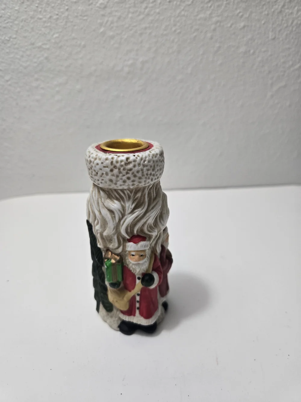 Vintage-Style Red and White Santa Candle Holder - Home Accents